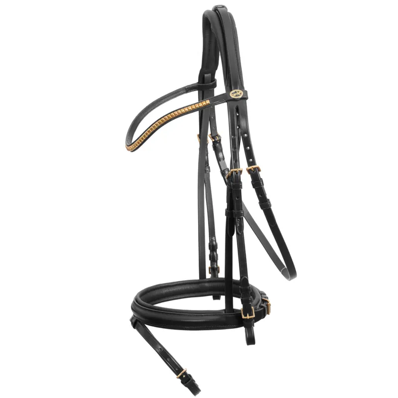 Schockemohle Colombo Classic Line Bridle Black-Gold 3 Schockemohle Colombo Classic Line Bridle Black-Gold