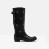 Joules Welly Print With Adjustable Back Gusset - Black Metallic Bees -Equestrian Supply Store 204270 BLKMTLBEES 1 2