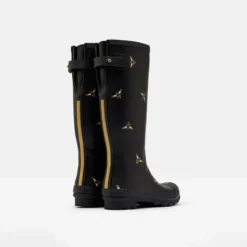 Joules Welly Print With Adjustable Back Gusset - Black Metallic Bees -Equestrian Supply Store 204270 BLKMTLBEES 2