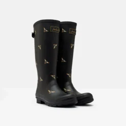 Joules Welly Print With Adjustable Back Gusset - Black Metallic Bees -Equestrian Supply Store 204270 BLKMTLBEES 3