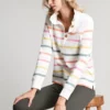 Joules Southwold Buttoned Sweatshirt - Multi Cream Stripe -Equestrian Supply Store 219864 MULTCRMST