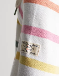 Joules Southwold Buttoned Sweatshirt - Multi Cream Stripe -Equestrian Supply Store 219864 MULTCRMST204