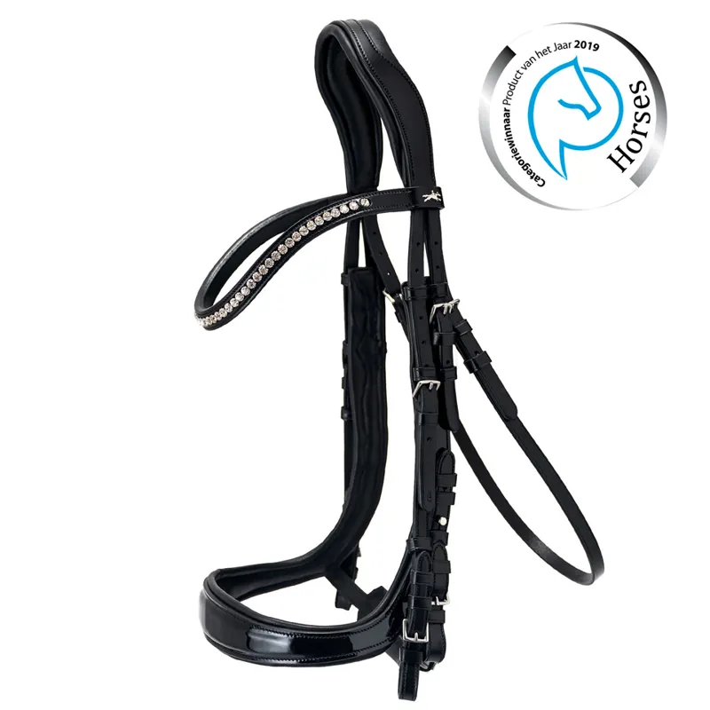 Schockemohle Equitus Gamma Anatomic Double Bridle Black-Patent-Silver