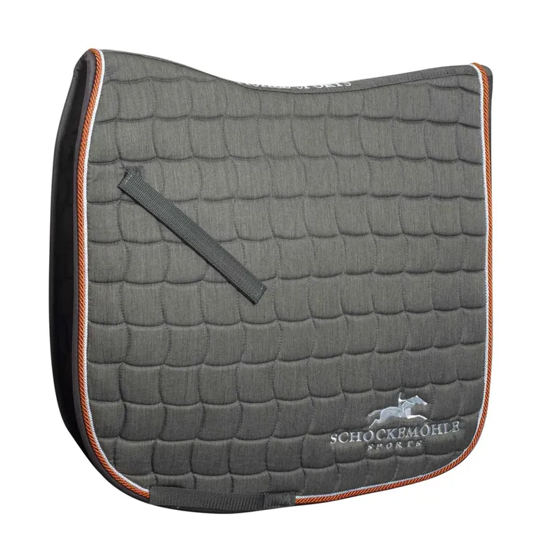 Schockemohle Dynamite Dressage With Logo Saddle Pad Grey Melange-Orange 3 Schockemohle Dynamite Dressage With Logo Saddle Pad Grey Melange-Orange