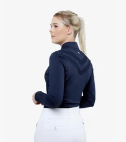 Premier Equine Arclos Ladies Technical Long Sleeve Riding Top Navy -Equestrian Supply Store Arclos Ladies Technical Long Sleeved Training Top Navy 3