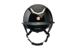 Charles Owen EQx Kylo Riding Helmet - Black Gloss/Rose Gold Sparkly Wide Peak