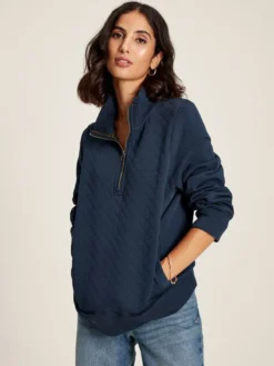 Joules Women's Anisa Quilted Zip Sweatshirt - French Navy