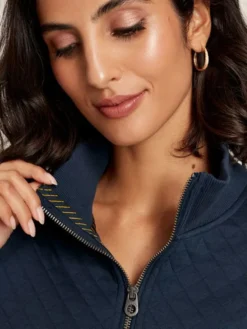 Joules Women's Anisa Quilted Zip Sweatshirt - French Navy -Equestrian Supply Store C44132s3