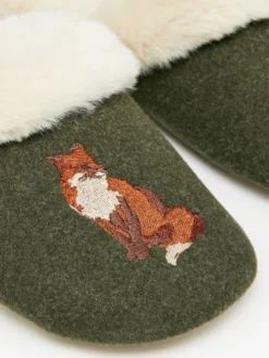 Joules Women's Slippet Luxe Mule Slipper - Heritage Green -Equestrian Supply Store C48395s3