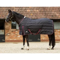 JHL Essential Heavyweight Stable Rug In Black/Burgundy
