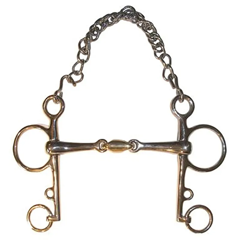 JHL Pro Steel Pelham W/Brass Lozenge In Gold 3 JHL Pro Steel Pelham W/Brass Lozenge In Gold