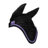 KM Elite Fly Veil In Black/Purple -Equestrian Supply Store EQUINE KMElite U FlyVeil BlackPurpleTrim
