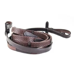 KM Elite Pro Grip Eventer Reins W/Stoppers In Havana