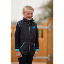 Mark Todd Kids Quilted Gilet In Navy/Aqua