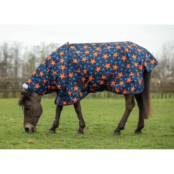 Mark Todd Mediumweight Pony Turnout Rug In Navy/Orange Stars
