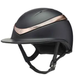Charles Owen Halo Luxe Hat Black Matt / Rose Gold Wide Peak