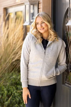 LeMieux Ladies Elite Sherpa Lined Zip Through Hoodie Grey Marl -Equestrian Supply Store IT03161 lifestyle eliteladiessherpalinedhoodie greymarl 1