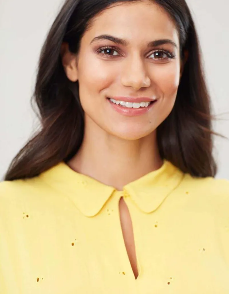 Joules Etty Broderie Women's Dress Yellow Lemon 7 Joules Etty Broderie Women's Dress Yellow Lemon - Image 5