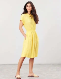 Joules Etty Broderie Women's Dress Yellow Lemon 10 Joules Etty Broderie Women's Dress Yellow Lemon -Equestrian Supply Store Joules Etty Broderie Womens Dress 8