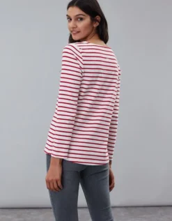 Joules Harbour Luxe Long Sleeve Jersey Top Cream Red Stripe UK8 -Equestrian Supply Store Joules Harbour Luxe Long Sleeve Jersey Top 3
