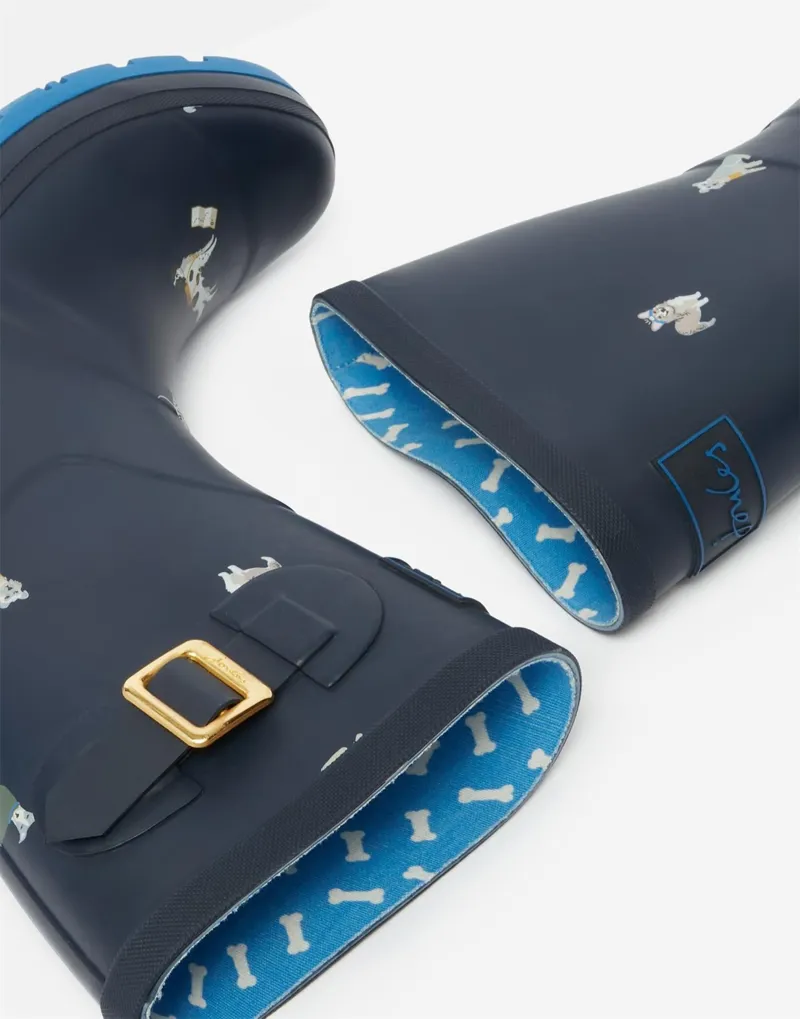 Joules Molly Mid Height Printed Wellies Navy Dogs 8 Joules Molly Mid Height Printed Wellies Navy Dogs - Image 6