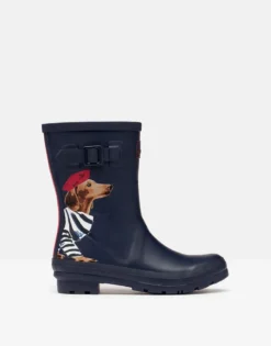 Joules Molly Mid Height Printed Wellies Navy Sausage Dog -Equestrian Supply Store Joules Molly Mid Height Printed Wellies Navy Sausage Dog 1