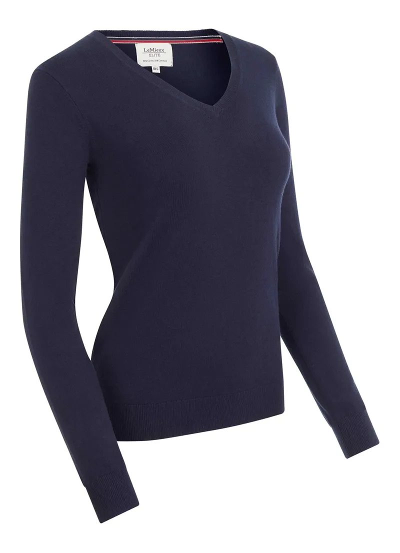 LeMieux Elite Ladies V-Neck Jumper Navy 3 LeMieux Elite Ladies V-Neck Jumper Navy