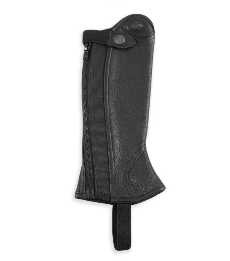 Premier Equine Loros Junior Leather Half Chaps Black 5 Premier Equine Loros Junior Leather Half Chaps Black - Image 3
