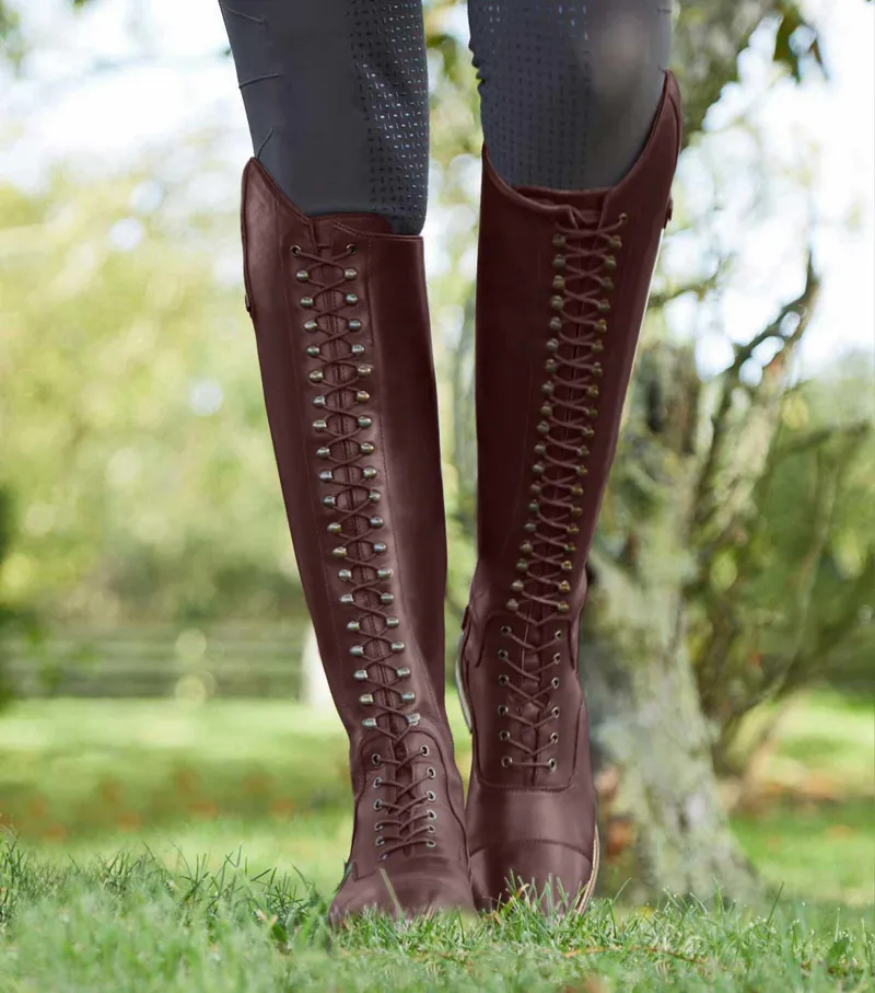 Premier Equine Maurizia Ladies Lace Front Tall Leather Riding Boots Brown 4 Premier Equine Maurizia Ladies Lace Front Tall Leather Riding Boots Brown - Image 2