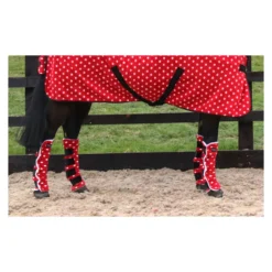 Supreme Products Dotty Fleece Boots In Rosette Red 5 Supreme Products Dotty Fleece Boots In Rosette Red -Equestrian Supply Store PR 32152 Supreme Products Fleece Travel Boots 04