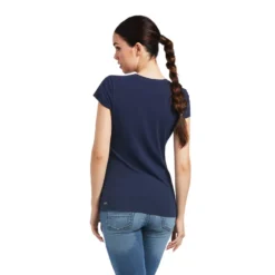 Ariat Women's Vertical Logo T-Shirt Navy -Equestrian Supply Store S22 WMS ENGL 10039227 back