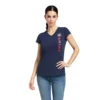 Ariat Women's Vertical Logo T-Shirt Navy -Equestrian Supply Store S22 WMS ENGL 10039227 front