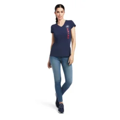 Ariat Women's Vertical Logo T-Shirt Navy -Equestrian Supply Store S22 WMS ENGL 10039227 full