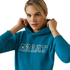 Ariat Women's 3D Logo 2.0 Hoodie Mosaic Blue -Equestrian Supply Store S23 WMS ENGL 10043321 detail01