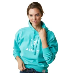 Ariat Women's Just Hoodie Heather Pool Blue -Equestrian Supply Store S23 WMS ENGL 10043444 detail02