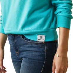 Ariat Women's Just Hoodie Heather Pool Blue -Equestrian Supply Store S23 WMS ENGL 10043444 detail03