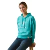 Ariat Women's Just Hoodie Heather Pool Blue 2 Ariat Women's Just Hoodie Heather Pool Blue -Equestrian Supply Store S23 WMS ENGL 10043444 front