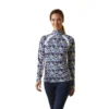 Ariat Women's Sunstopper 2.0 1/4 Zip Baselayer Blue Camo Floral 2 Ariat Women's Sunstopper 2.0 1/4 Zip Baselayer Blue Camo Floral -Equestrian Supply Store S23 WMS ENGL 10043599 front