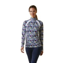 Ariat Women's Sunstopper 2.0 1/4 Zip Baselayer Blue Camo Floral