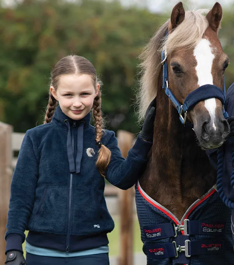 Premier Equine Sasso Girls Teddy Fleece Riding Jacket Navy 3 Premier Equine Sasso Girls Teddy Fleece Riding Jacket Navy