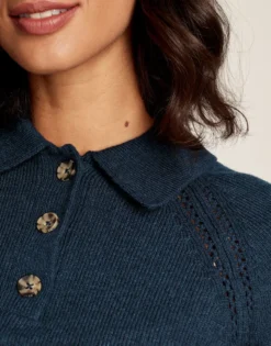 Joules Women's Mia Collared Pointelle Jumper - French Navy -Equestrian Supply Store cdn.joules 143