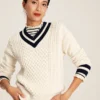 Joules Women's Dawson V-Neck Cricket Jumper - Crème Navy 2 Joules Women's Dawson V-Neck Cricket Jumper - Crème Navy -Equestrian Supply Store cdn.joules 167
