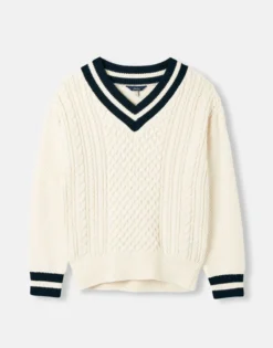 Joules Women's Dawson V-Neck Cricket Jumper - Crème Navy -Equestrian Supply Store cdn.joules 168