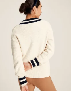 Joules Women's Dawson V-Neck Cricket Jumper - Crème Navy -Equestrian Supply Store cdn.joules 169