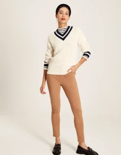 Joules Women's Dawson V-Neck Cricket Jumper - Crème Navy -Equestrian Supply Store cdn.joules 170