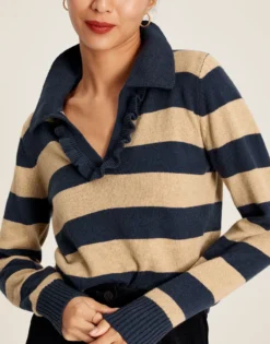 Joules Women's Maddie Striped V-Neck Jumper - Oat Stripe 9 Joules Women's Maddie Striped V-Neck Jumper - Oat Stripe -Equestrian Supply Store cdn.joules 221