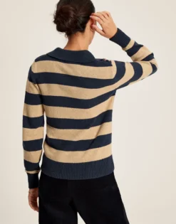 Joules Women's Maddie Striped V-Neck Jumper - Oat Stripe 10 Joules Women's Maddie Striped V-Neck Jumper - Oat Stripe -Equestrian Supply Store cdn.joules 222