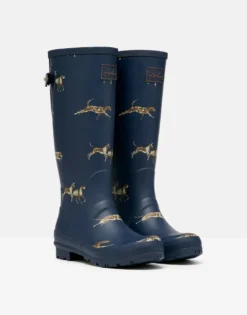 Joules Women's Welly Print Wellies - Navy Dogs