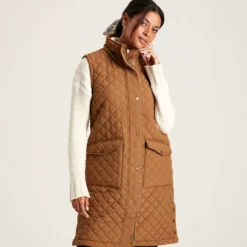 Joules Women's Chatsworth Longline Quilted Gilet - Rust -Equestrian Supply Store chatham gilet rust 3