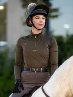 LeMieux Adour Hat Silk Oak 7 LeMieux Adour Hat Silk Oak -Equestrian Supply Store it03433 lifestyle adourbaselayer oak 3 copy 1